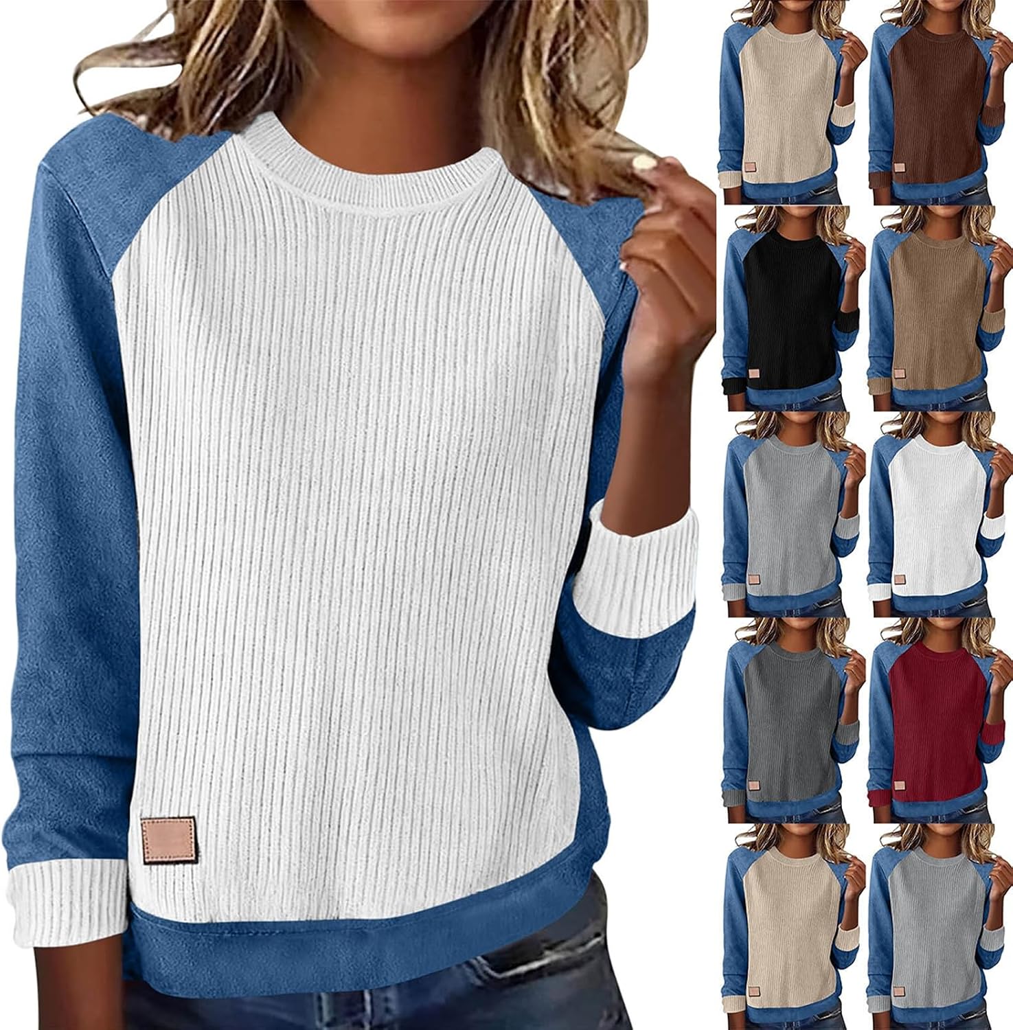 YMADREIG Denim Patchwork Sweatshirts