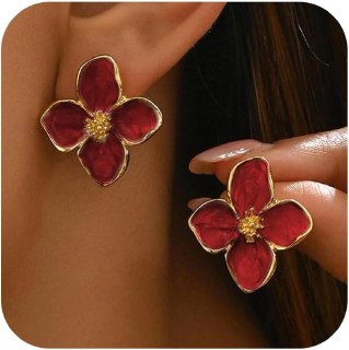 Flower Statement Earrings for Women Gold Large Blossom Design Lightweight Dangle Jewelry Everyday Elegance Party Accessories