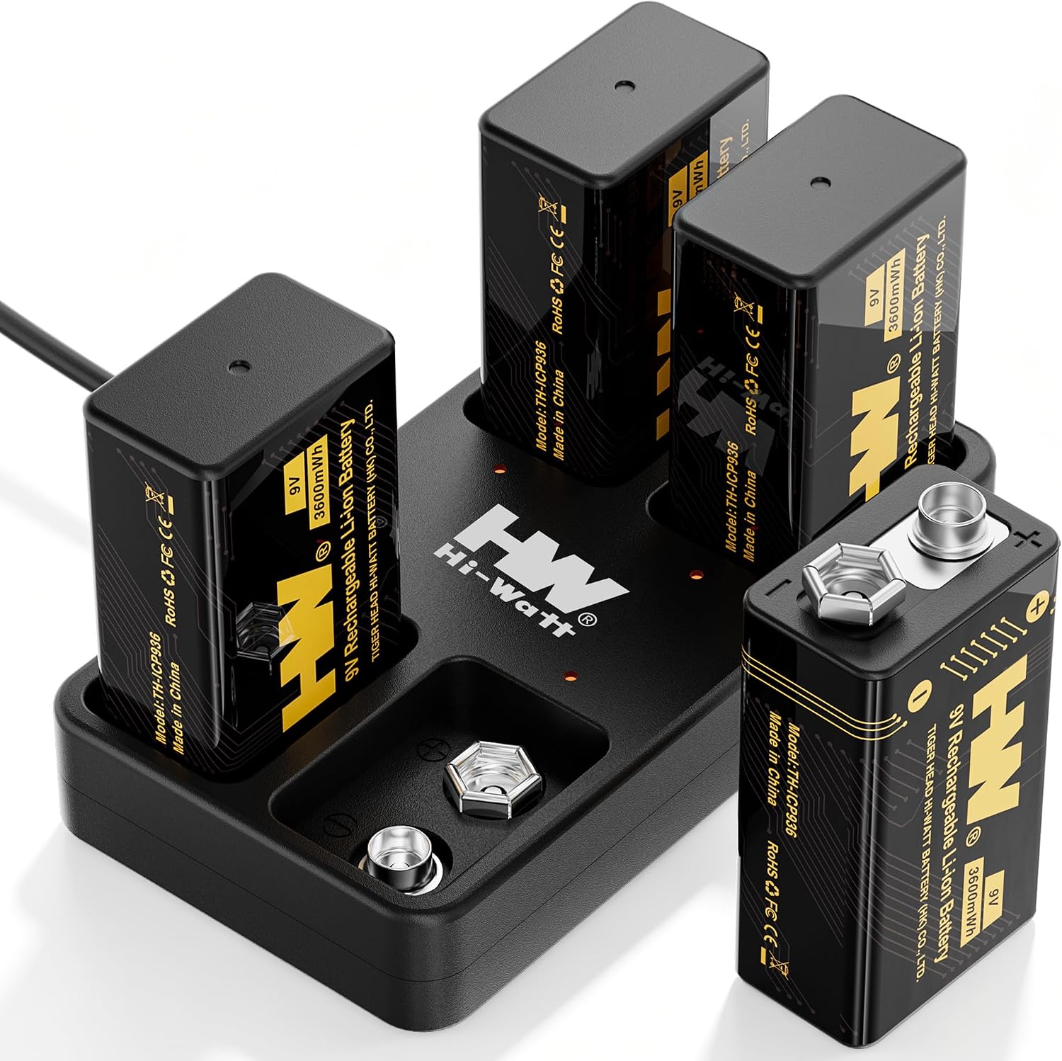 HW Rechargeable 9 Volt Batteries