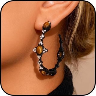 Brown Hoop Earrings for Women Black Gold Rhinestone Earrings Vintage Statement Jewelry Black Gold Formal Party Dresses for Women