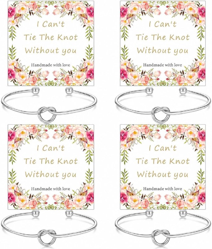 Long tiantian 2/4/6PCS Bridesmaid Bracelet Proposal Gifts for Wedding Day Gold Tie The Knots Bracelet Bridesmaid Box Stuffers