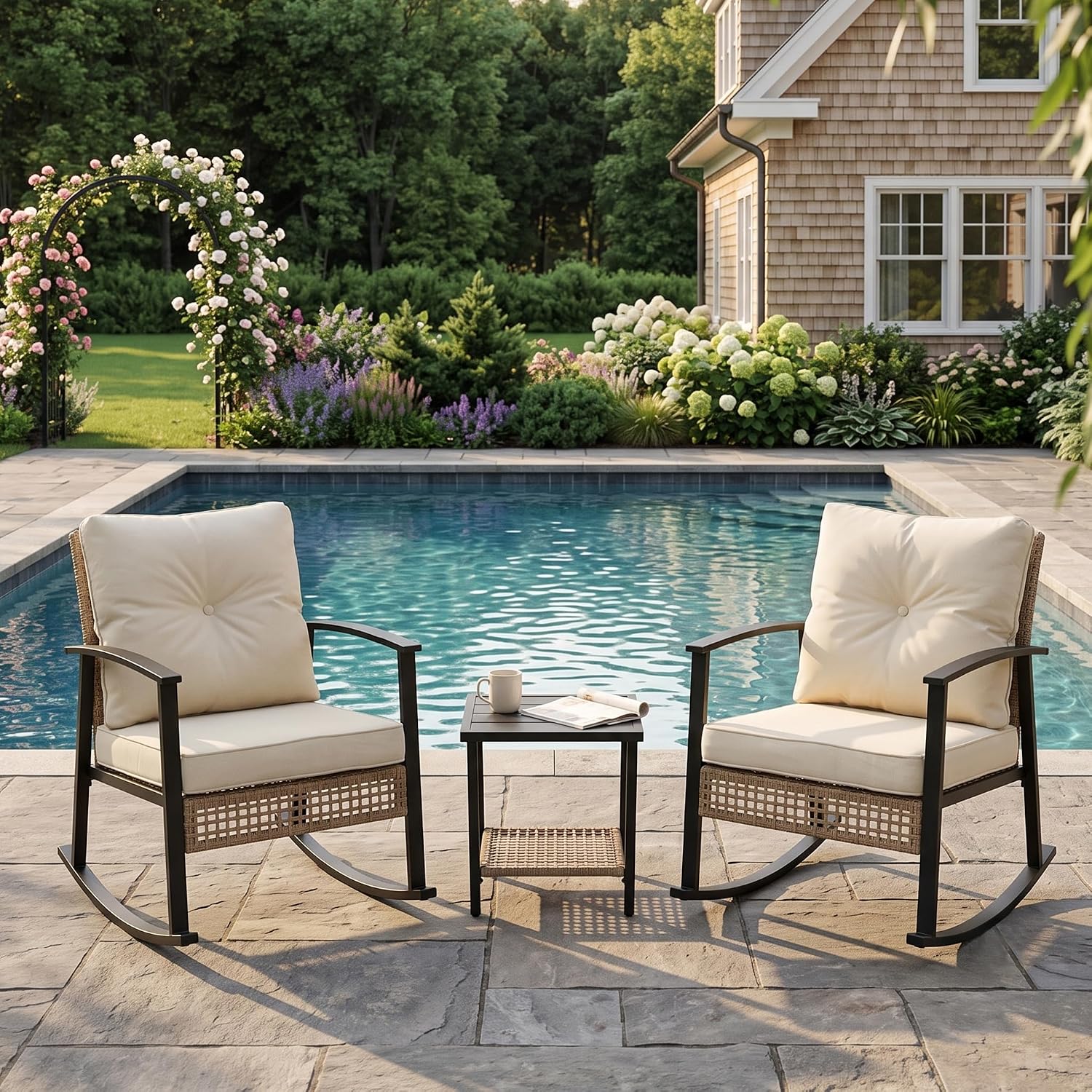 TARKARI Wicker Rocking Chair Sets