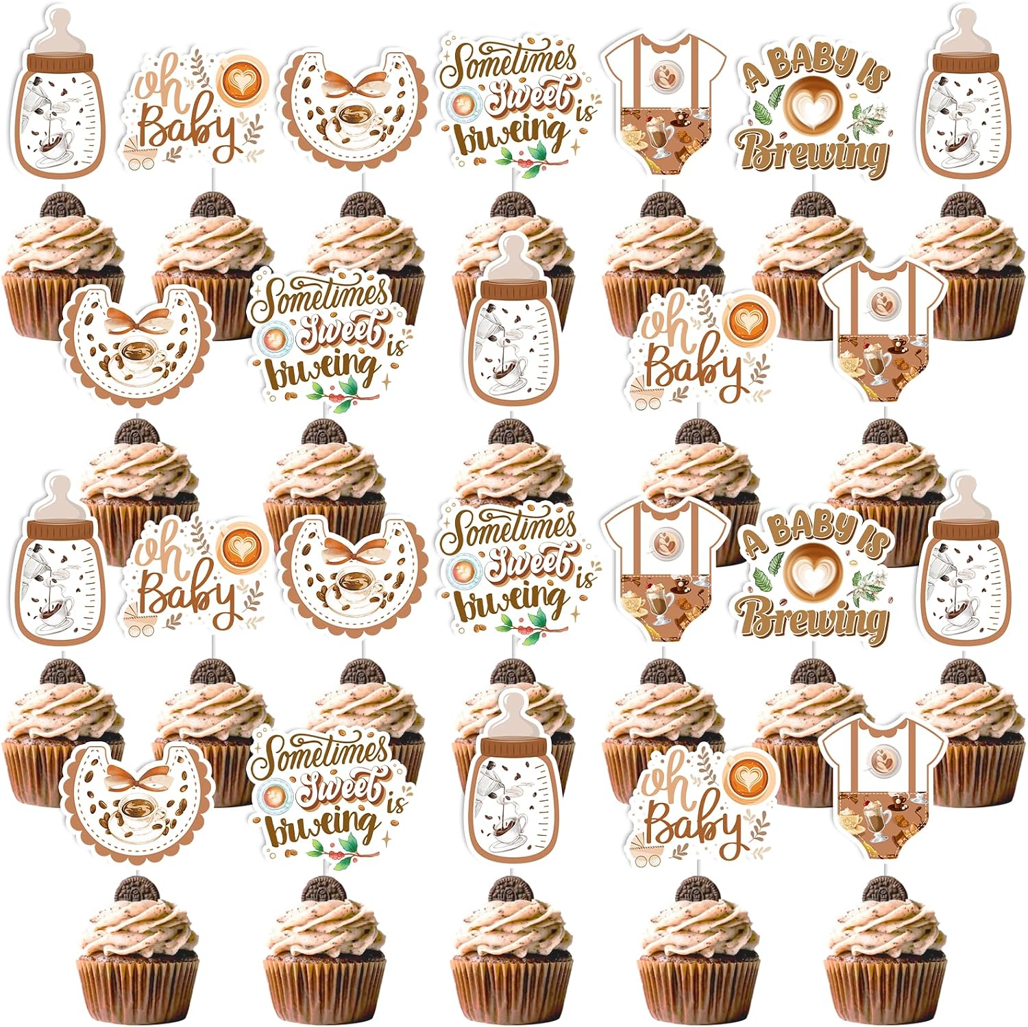 Coffee Baby Shower Cupcake Toppers