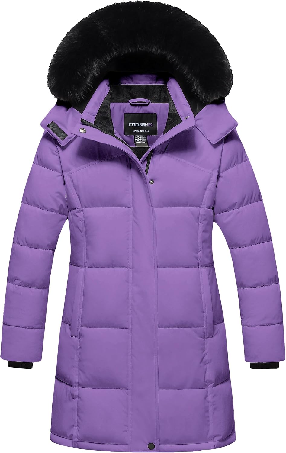 Girl's Winter Coats Kids Waterproof Long Puffer Jacket Thicken Fleece Lined Ski Parka with Detachable Fur Hooded