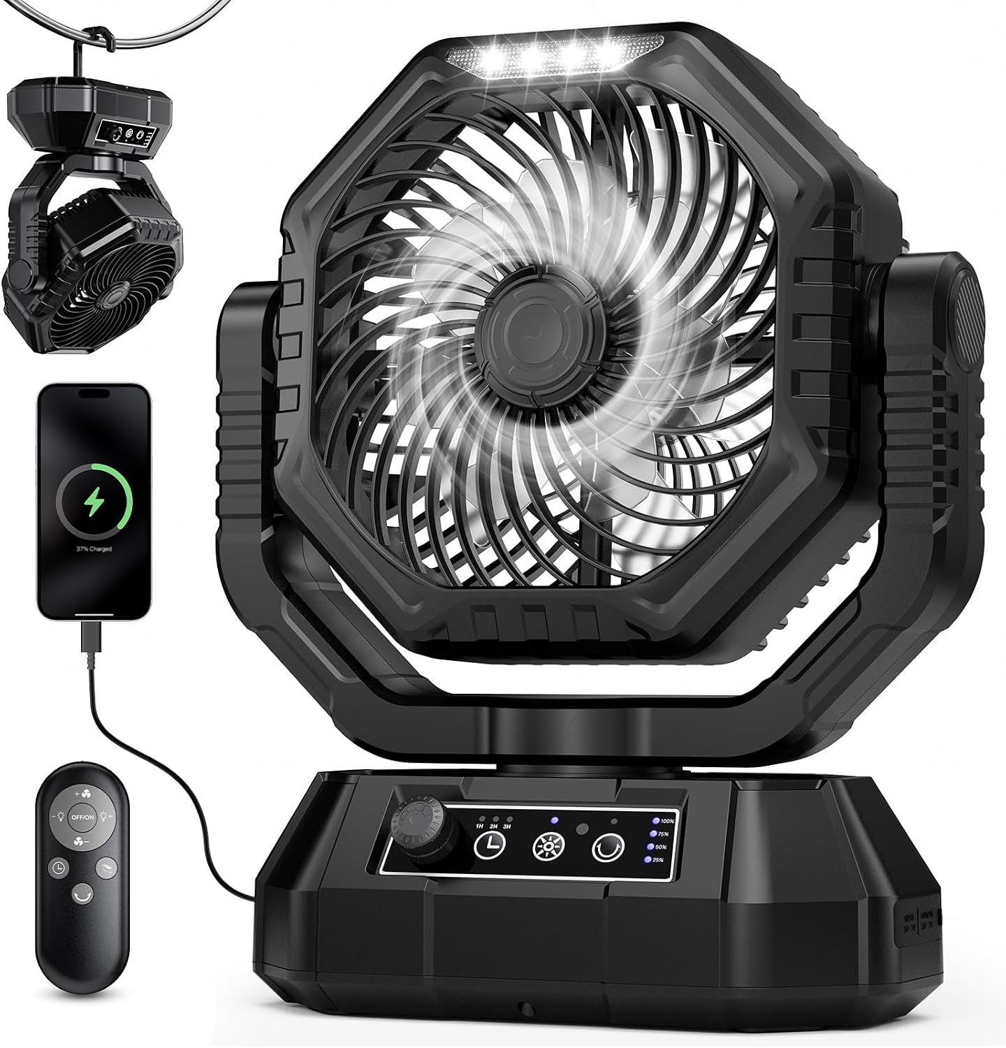 MKG Rechargeable Camping Fans (Black