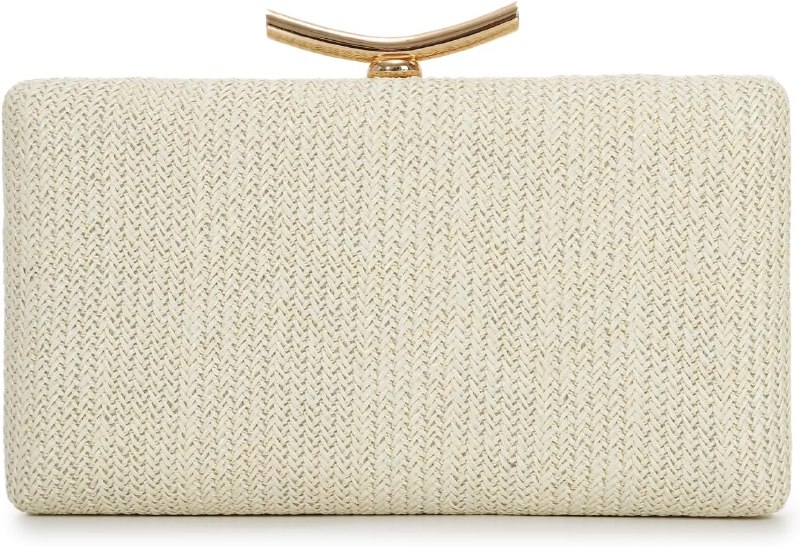 Freie Liebe Straw Clutch Purse for Women Woven Evening Bag with Chain Straw Purses for Summer Beach Dress