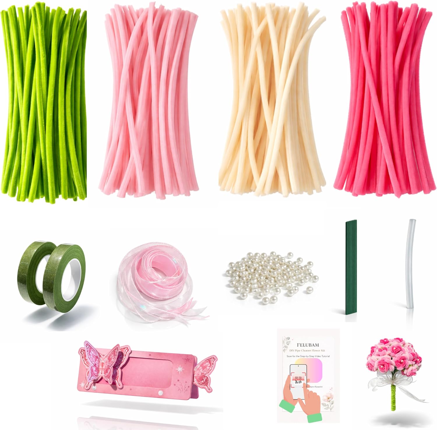 FELUBAM Pipe Cleaner Flower Bouquets