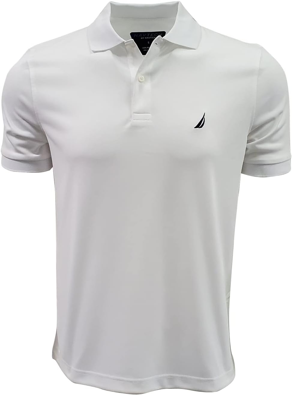 Nautica Men's Nav Tech Performance Polo Shirt (Medium, Bright White)