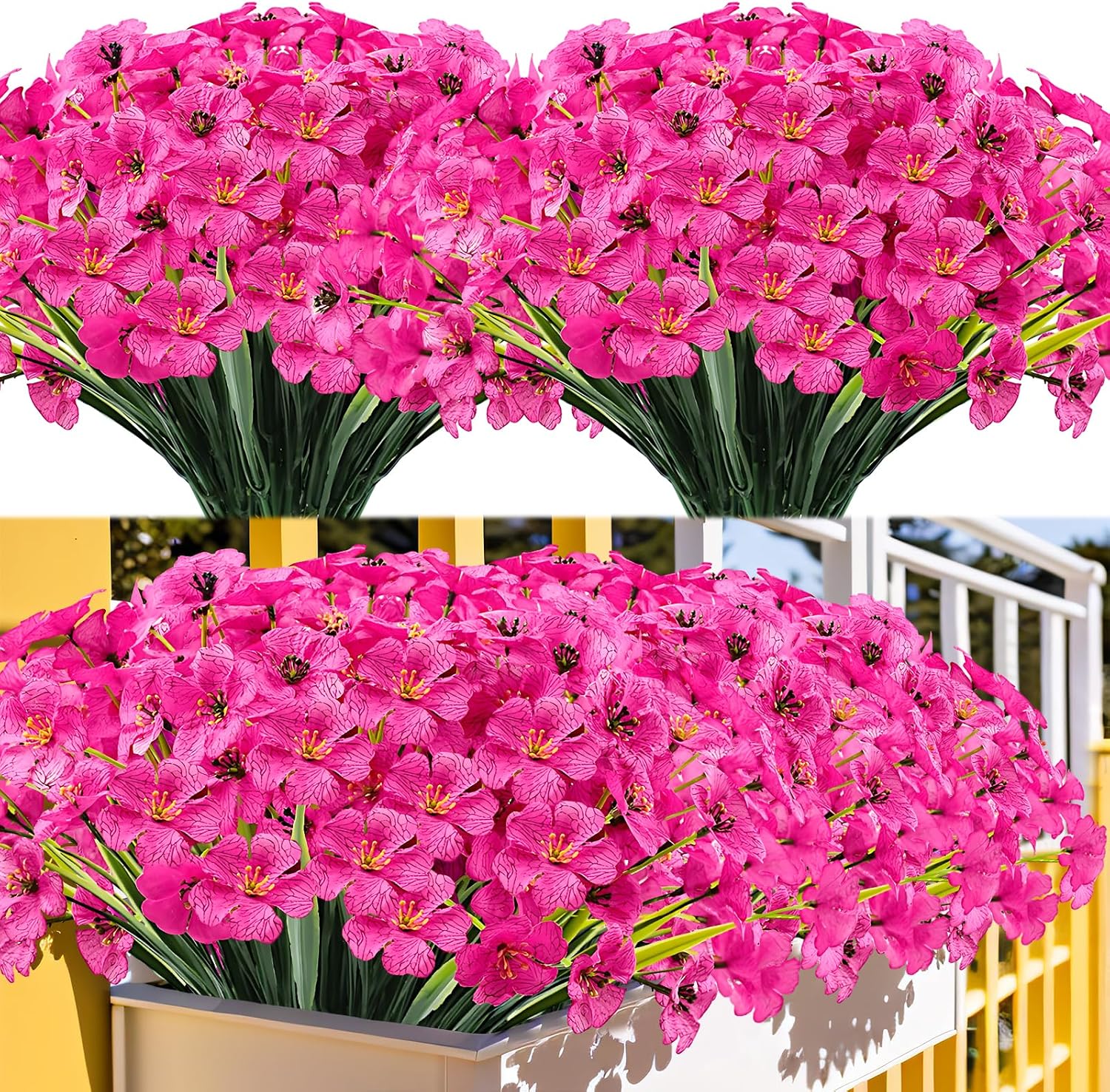 20 Bundles Artificial Flowers Outdoor UV Resistant, Fuchsia