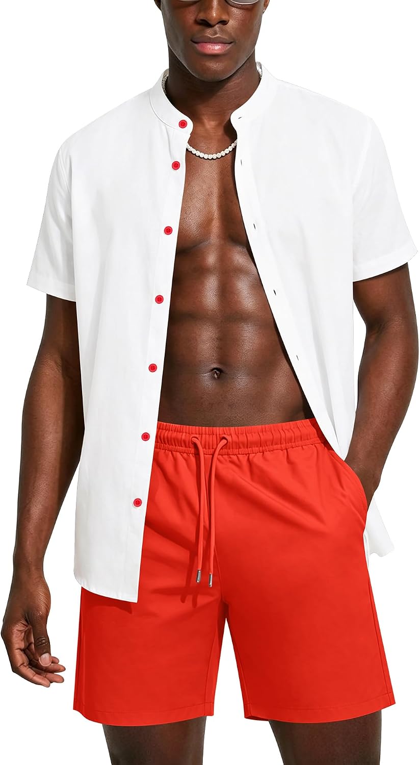 LecGee Men's Casual Shirt & Shorts Sets