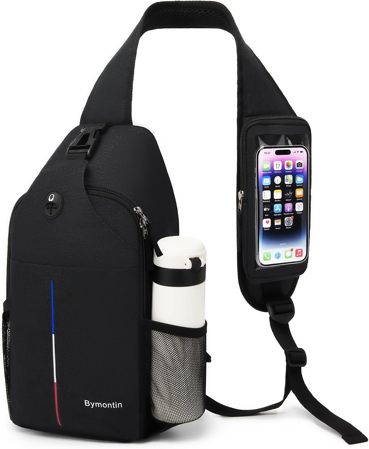 Crossbody Sling Backpack with Touch Screen Phone Pocket, Chest Bag for Commuting and Daily Use