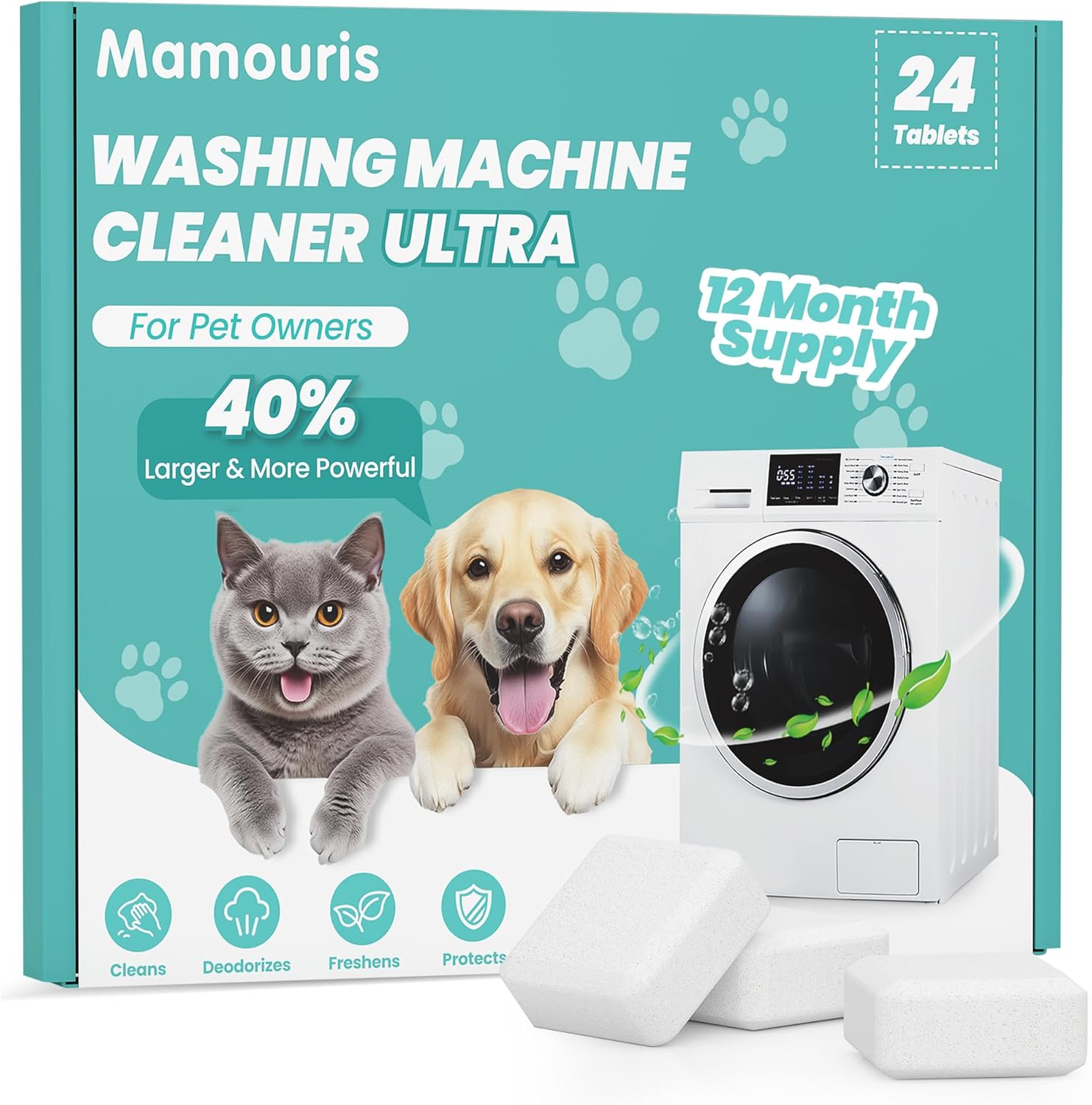 Washing Machine Cleaning Tablets Ultra 40% Stronger Enzymatic for Pet Owner