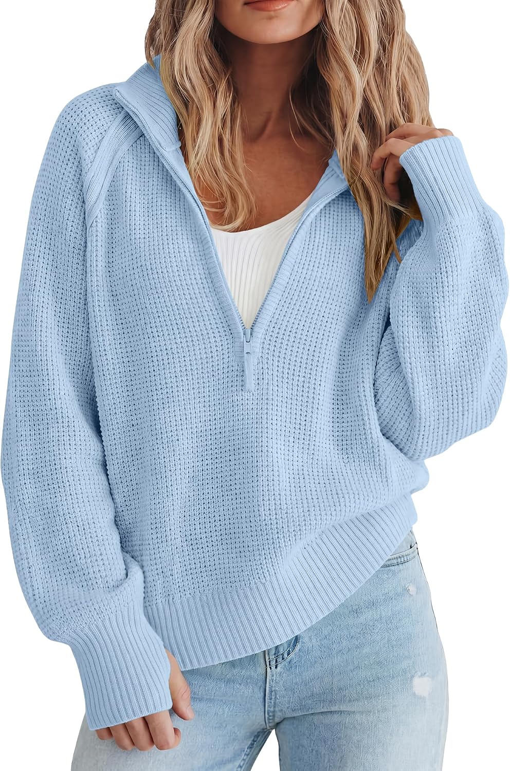 Gacaky Oversized Half-Zip Sweaters