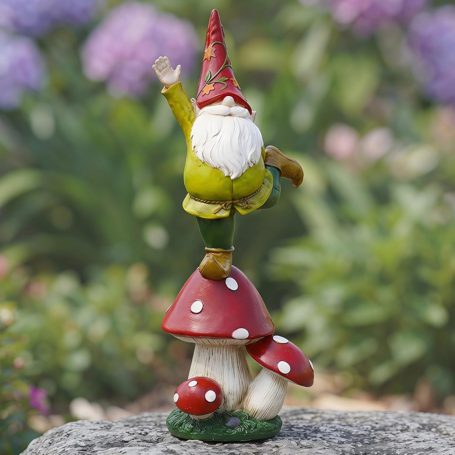 Topadorn 13" Yoga Garden Gnome on Mushroom