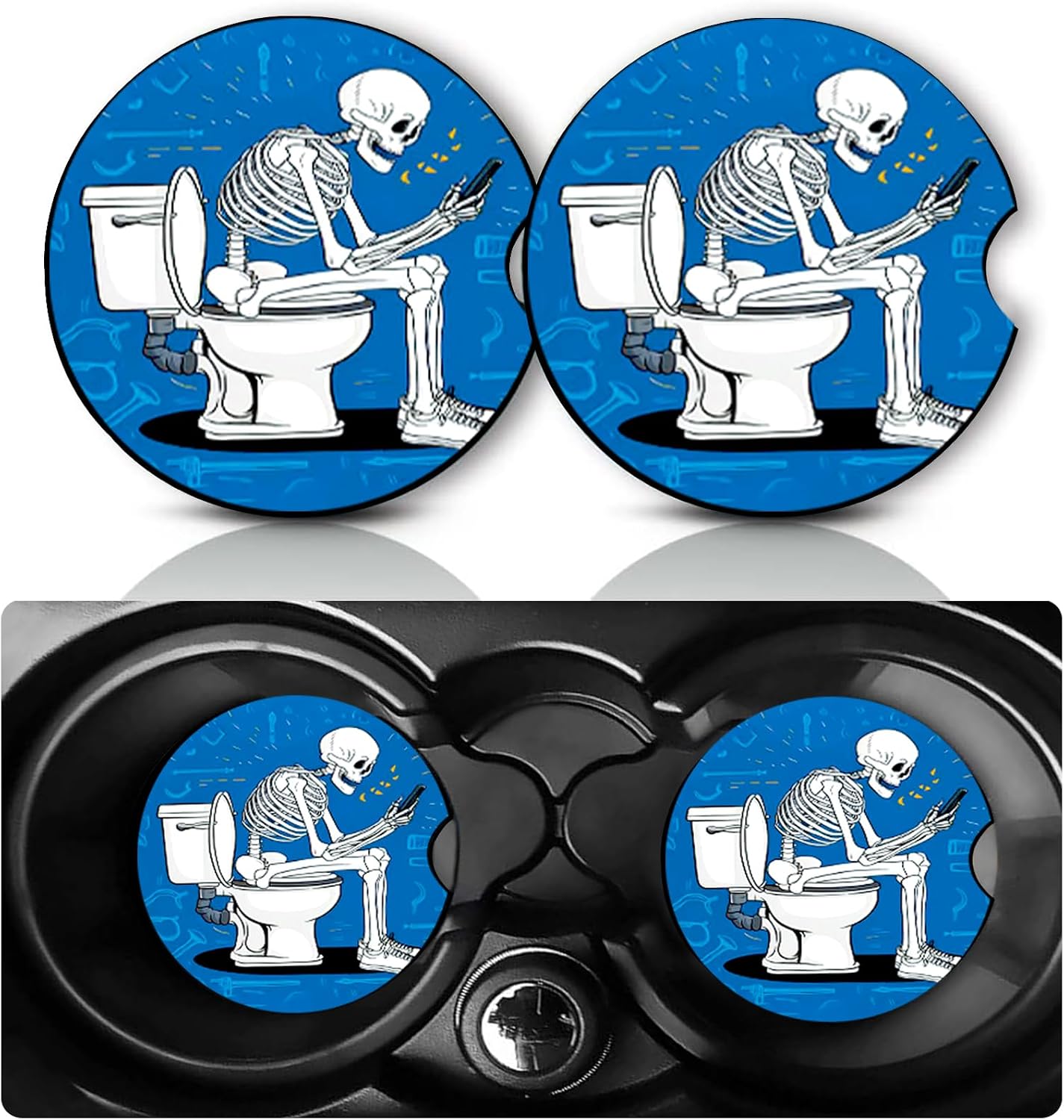Skeleton Car Cup Holder Coasters