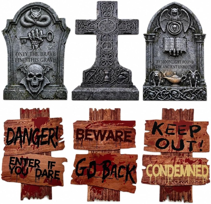 Halloween Graveyard Tombstone Signs