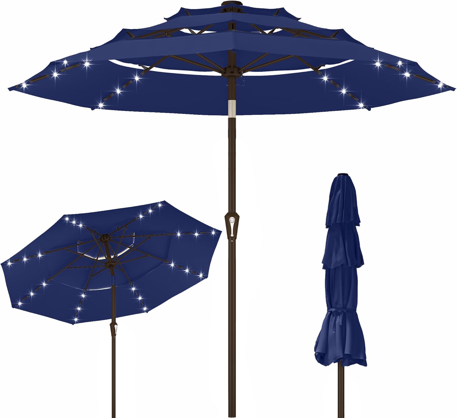 Kingdura Solar Patio Umbrellas (Navy Blue