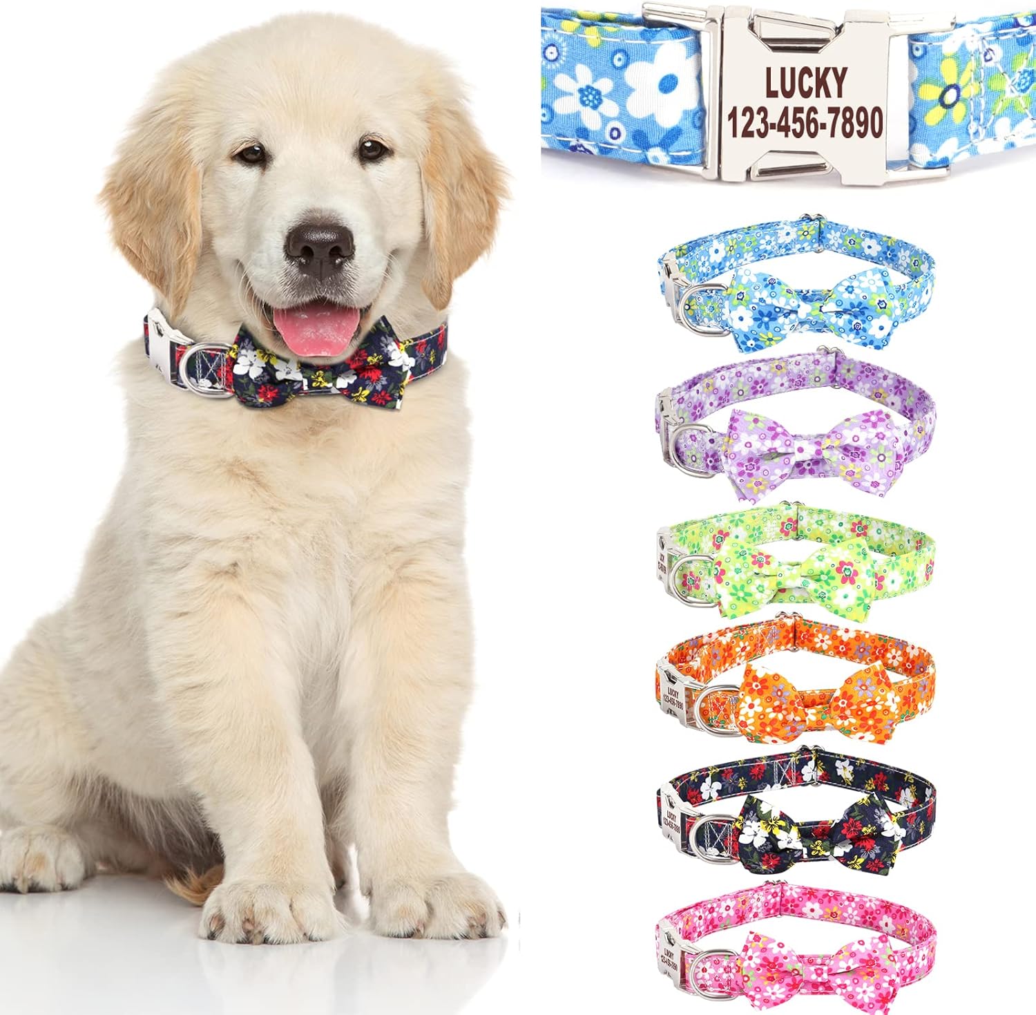 Personalized Dog Collars with Bowties