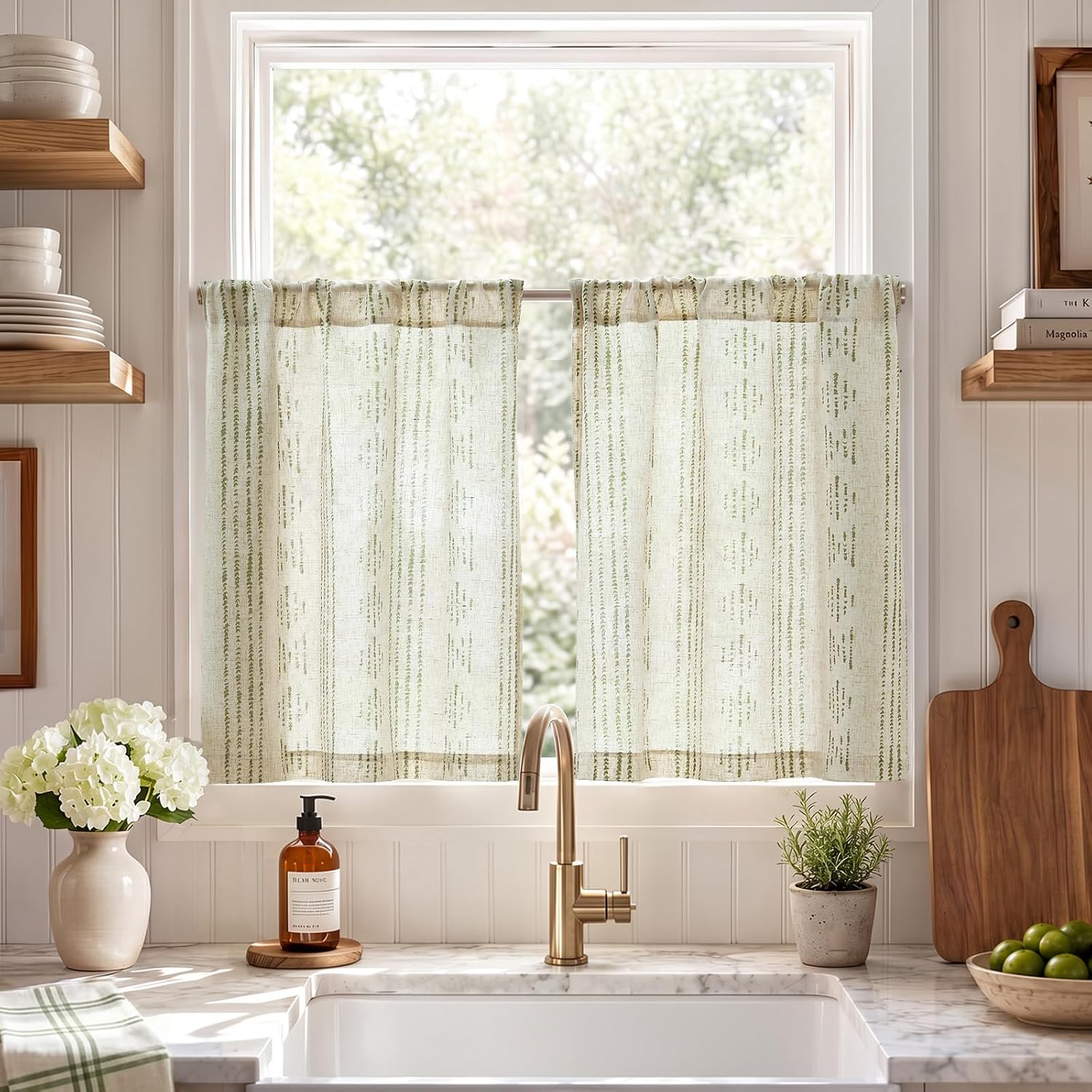 jinchan Boho Linen Tier Curtains