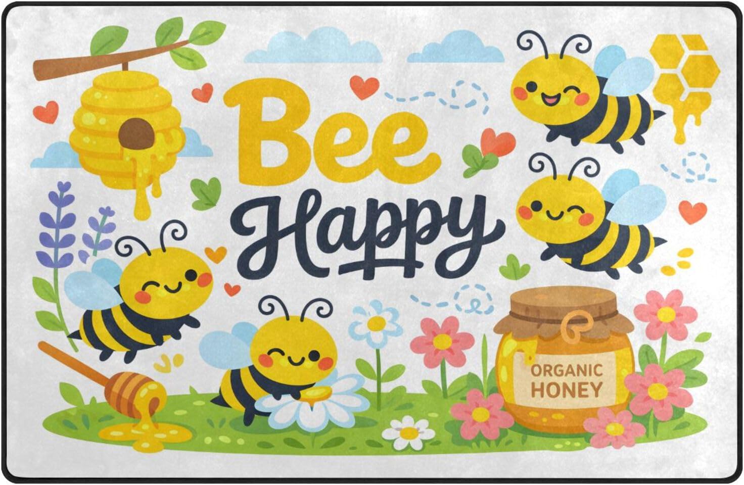 ALAZA Cute Bee Honey Door Mats
