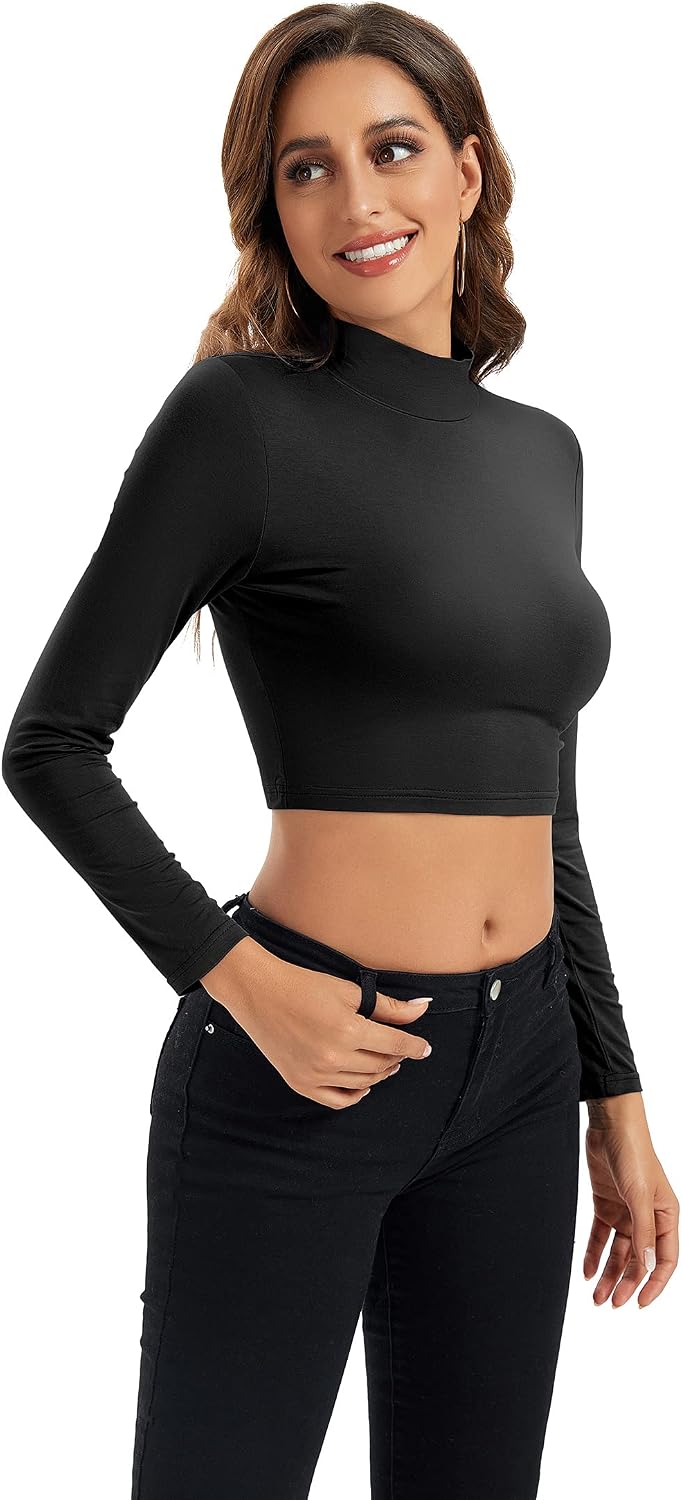 Womens Long Sleeve Crop Tops