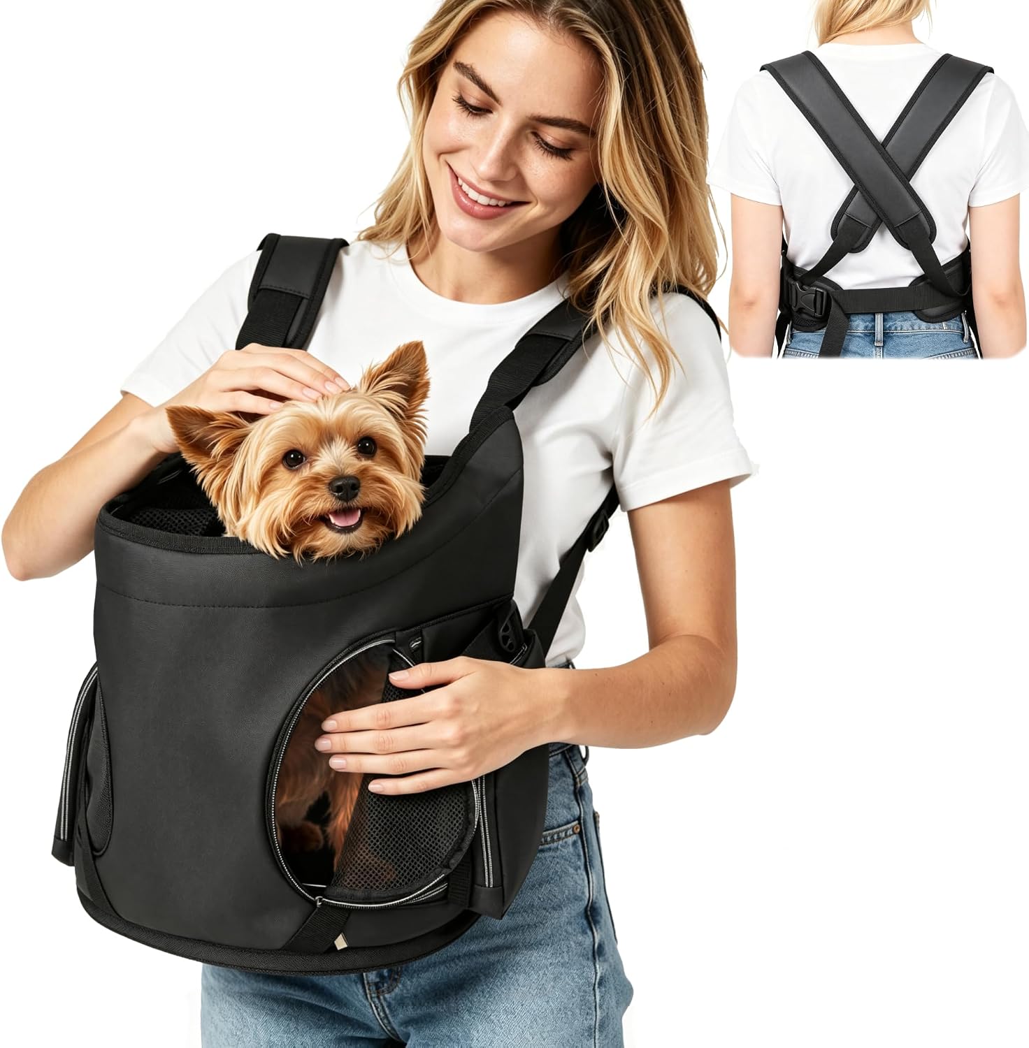 7-15 lbs Dog Front Carrier Backpack, Pet Front Facing Carrier