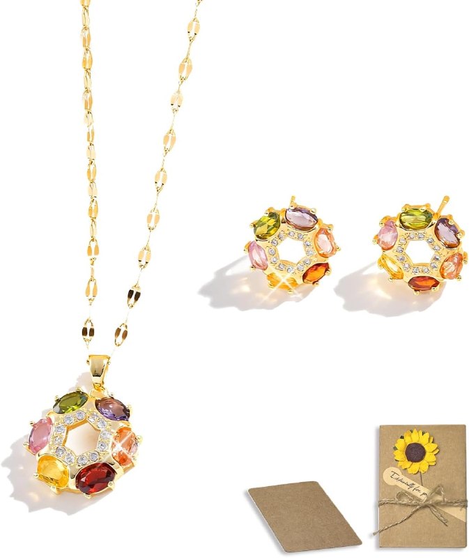 Cubic Zirconia Sunflower Necklace Sets