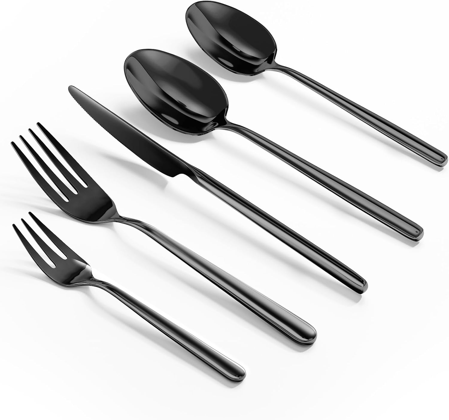 Oval Black Silverware Sets