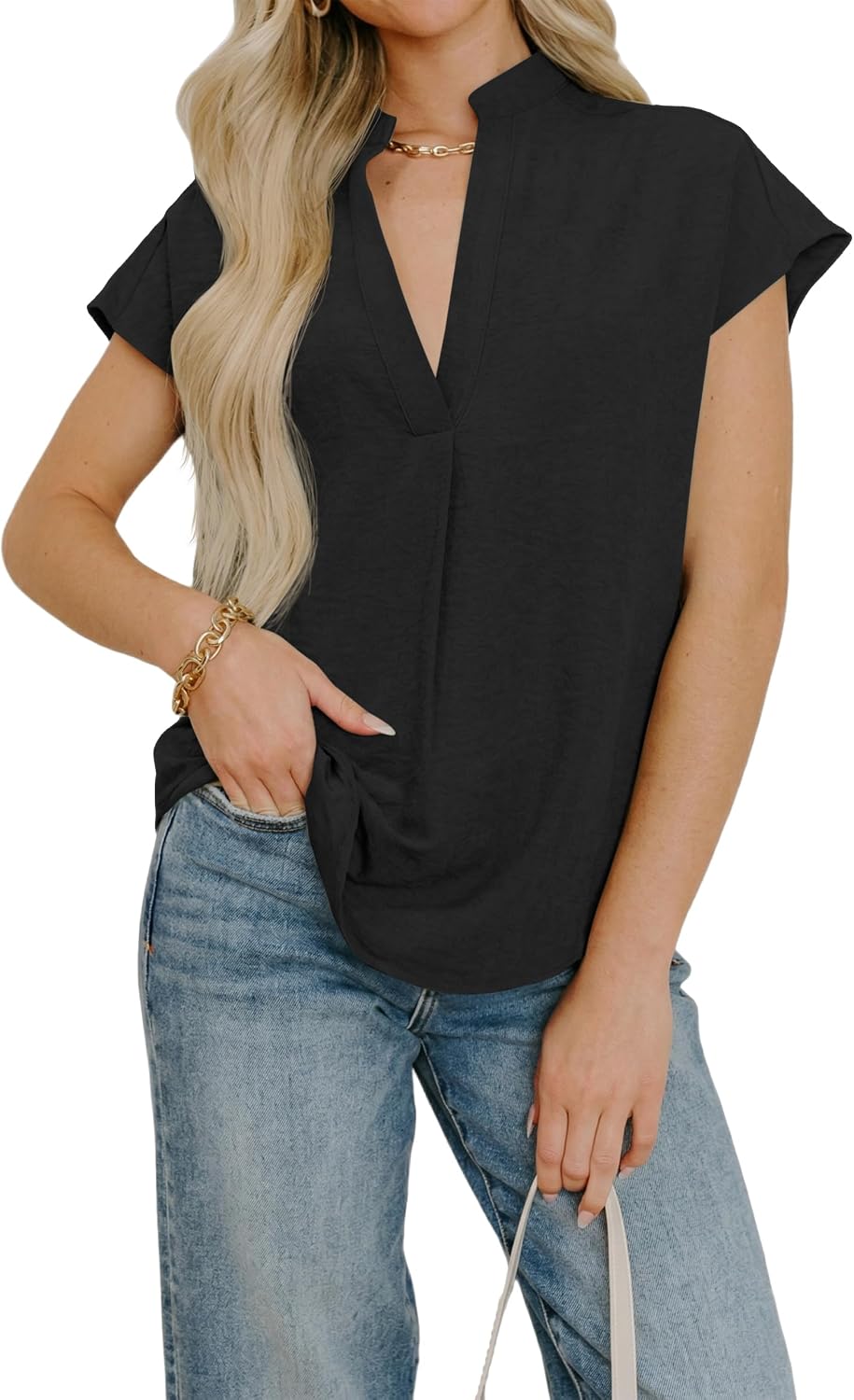 Women's Linen V-Neck Blouses