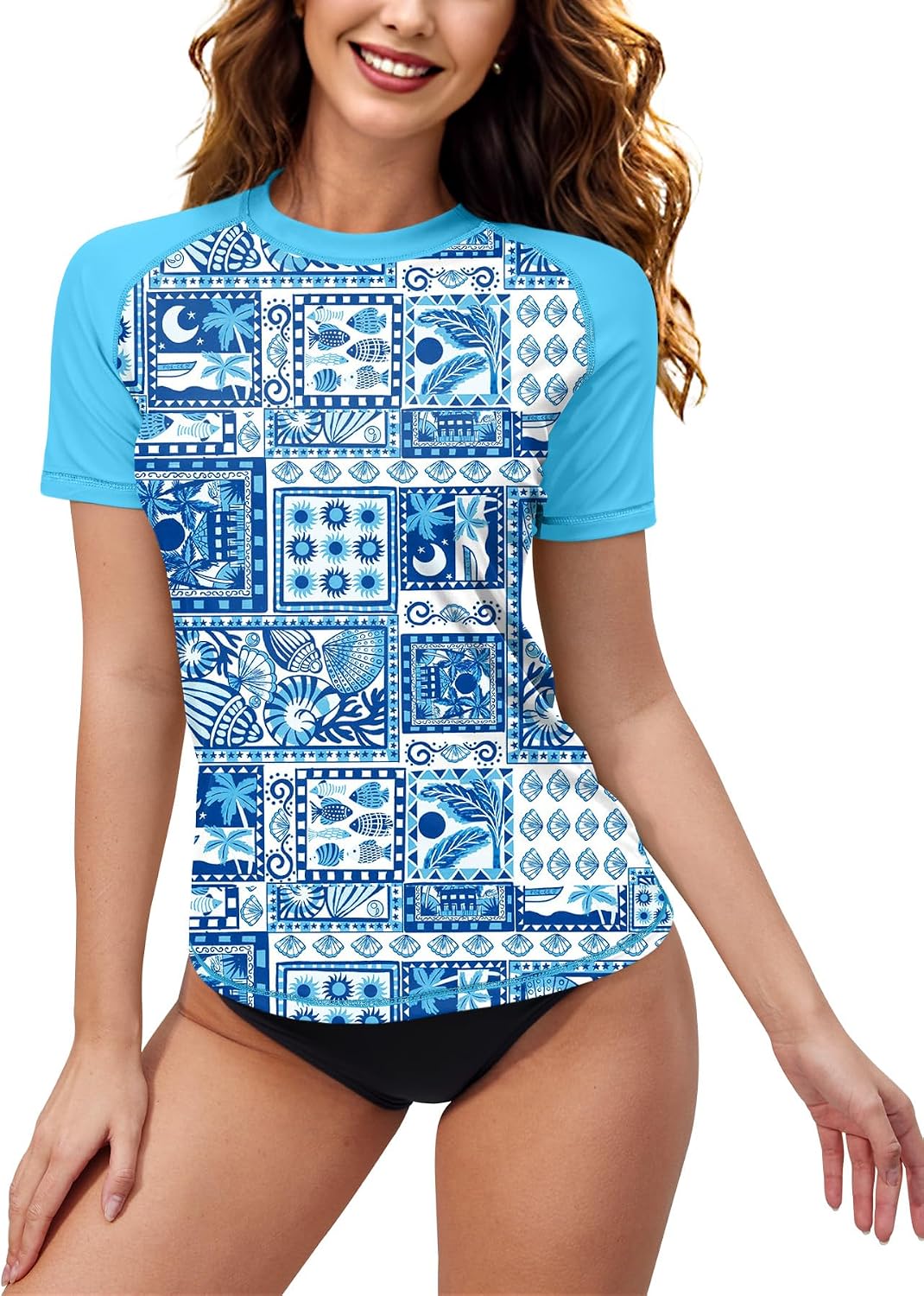 BesserBay Women's Rash Guard UPF 50+ Short Sleeve Swim Shirt Quick Dry Tops S-XXL