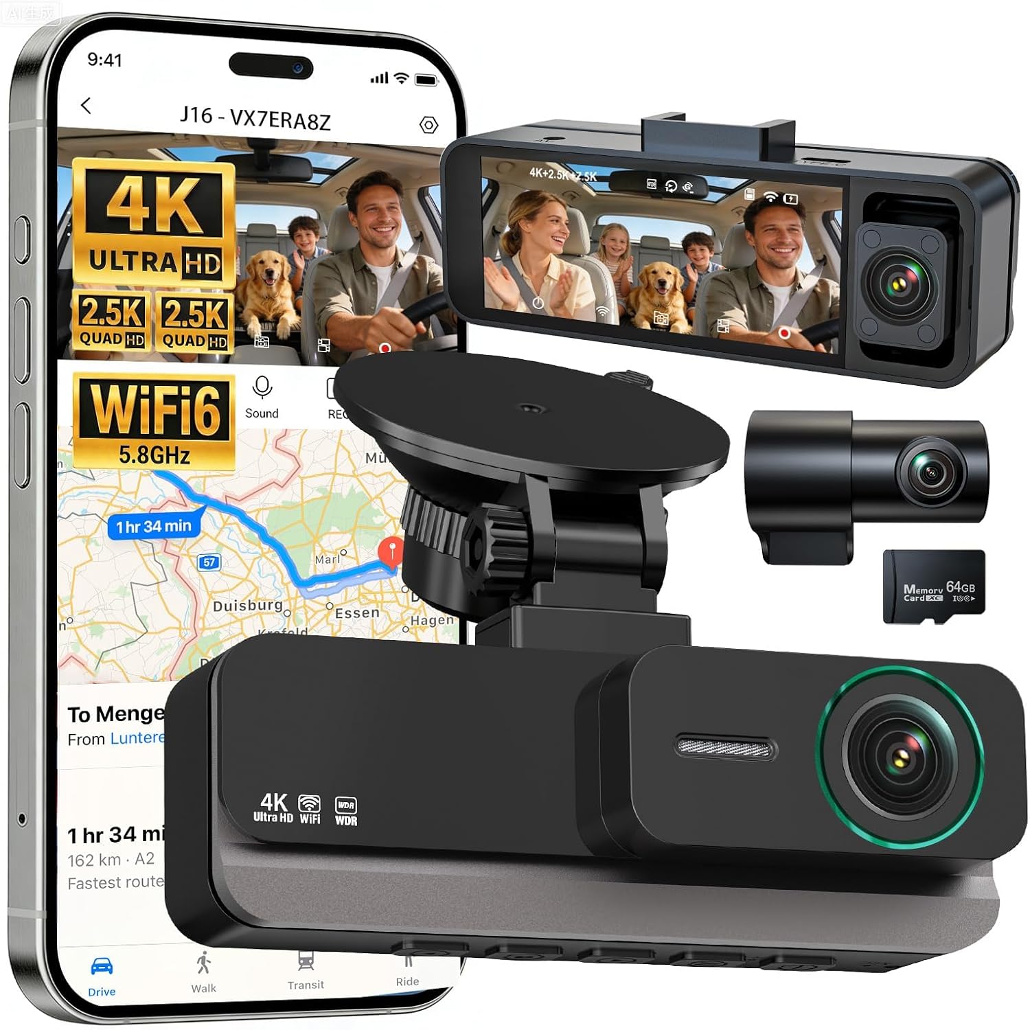 Nymzview 4K Dash Cams (3-Channel