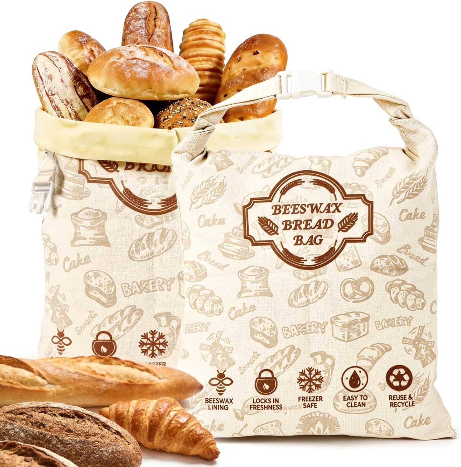 COZYCOCO Beeswax Bread Bags