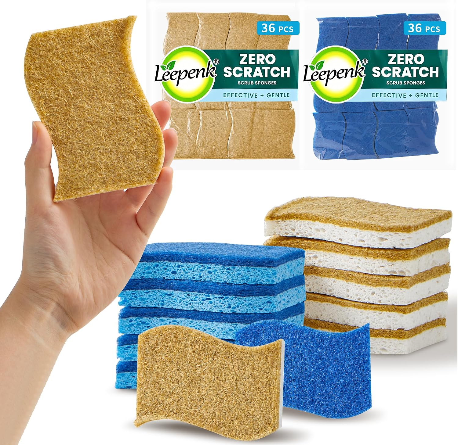 LEEPENK Non-Scratch Scrub Sponges