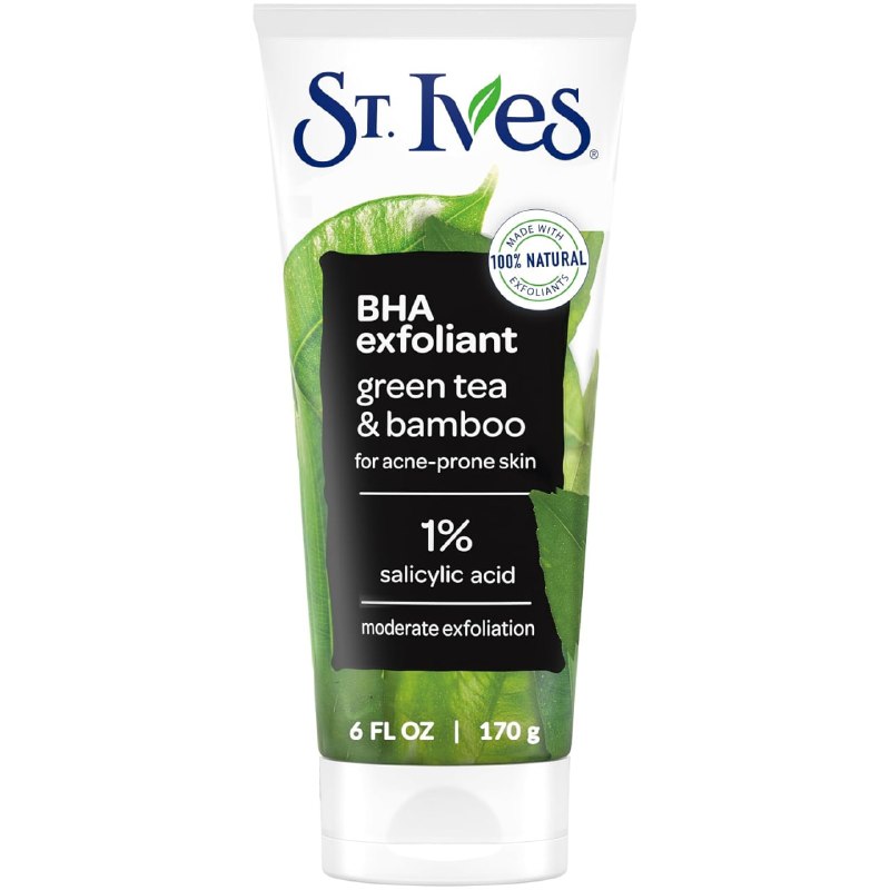 St. Ives Blackhead Clearing Face Scrub, Clears Blackheads & Unclogs Pores, Green Tea & Bamboo, Salicylic Acid Acne Treatment Facial Scrub, Moderate Exfoliator Skin Care with Natural Exfoliants 6 oz !! SUBSCRIBE AND SAVE!! Checkout with sub and save for maximum discount