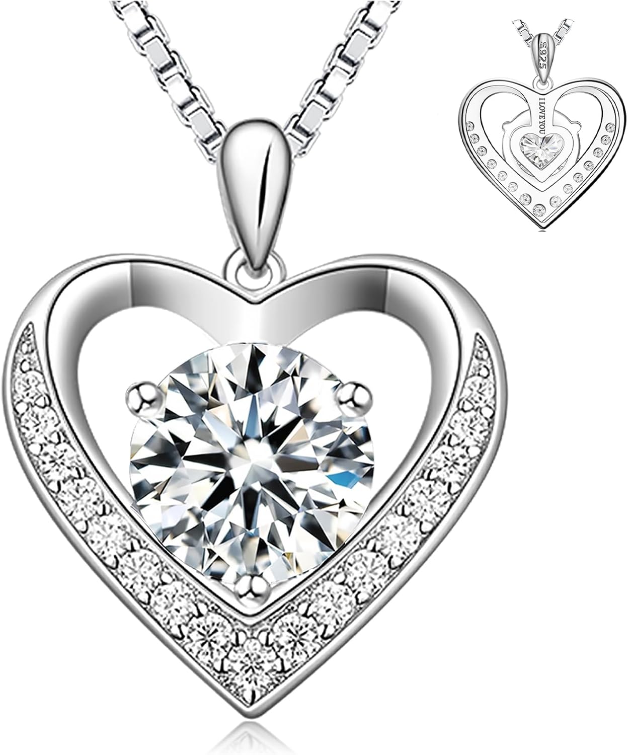 Moissanite Heart Pendant Necklaces