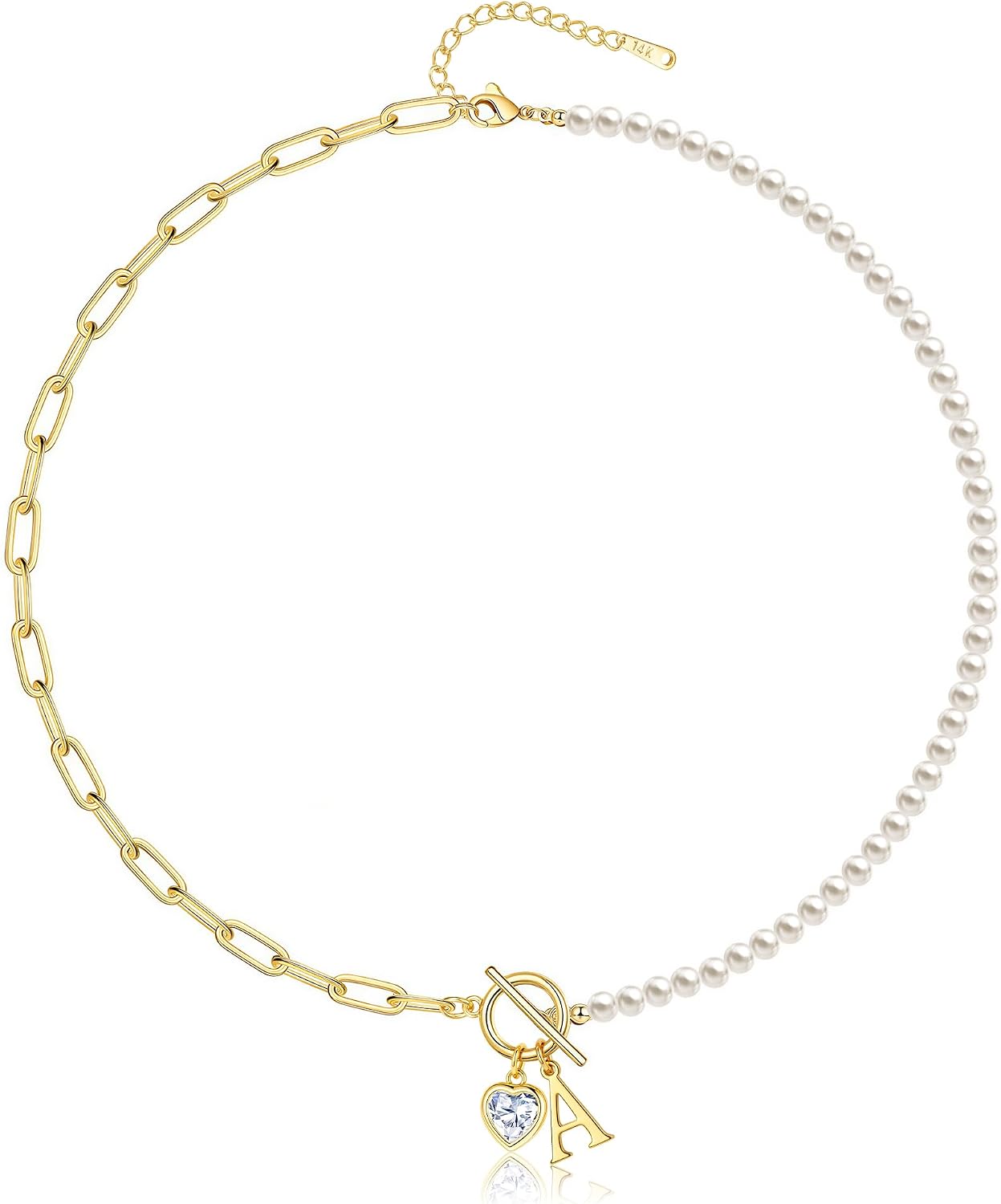 OUTSTHAND Pearl Initial Necklaces