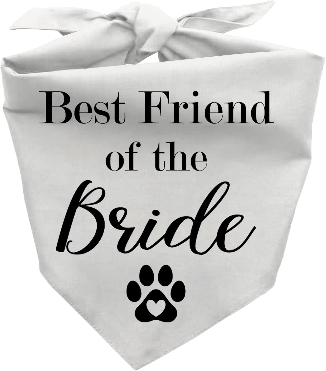 Best Friend of The Bride Dog Bandana, Getting Married Gifts for Bride Dog Owners, Funny Wedding Photo Prop for Medium Large Dogs, Bridal Shower Party Pet Scarf (White)
