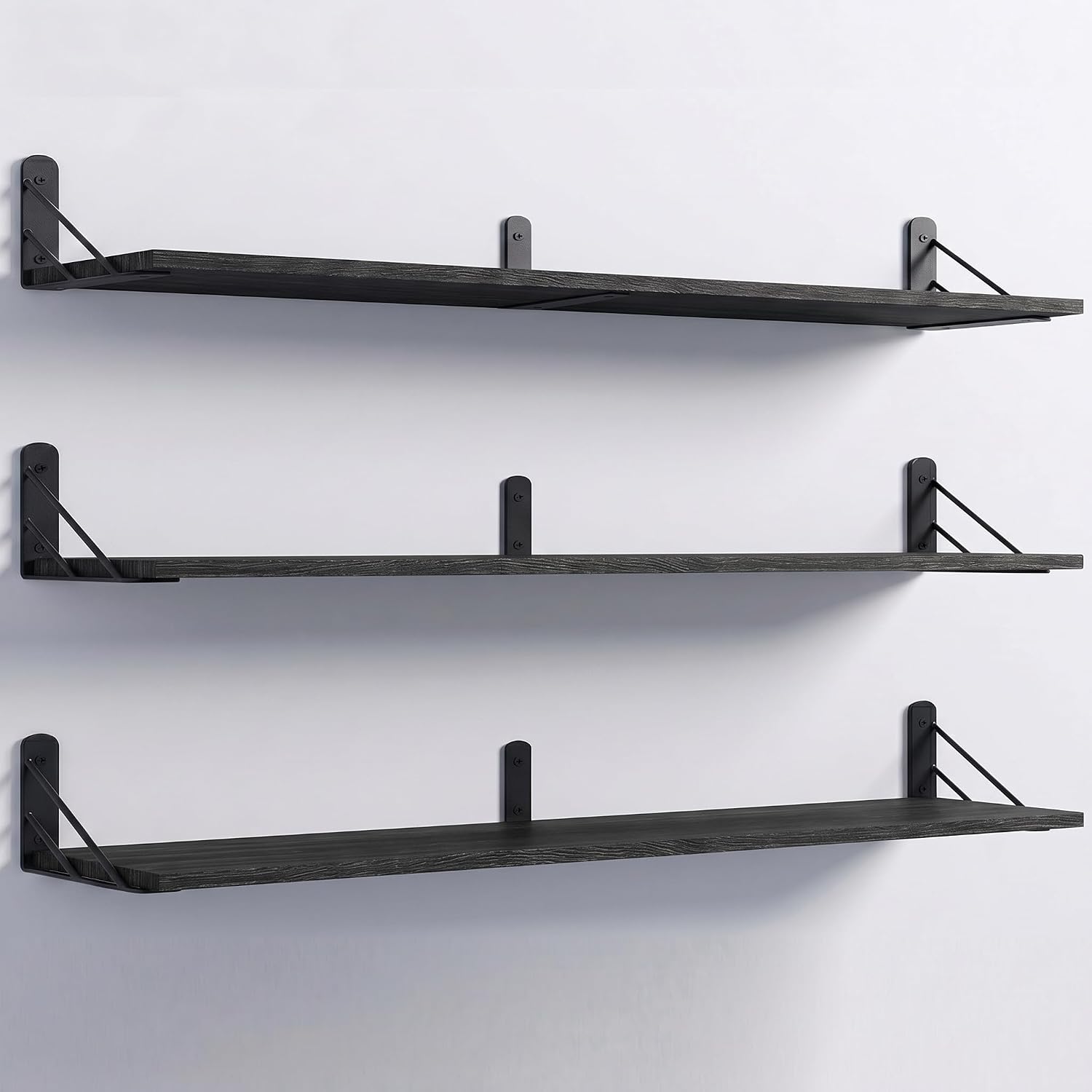 Floating Book Shelves (Rustic Black