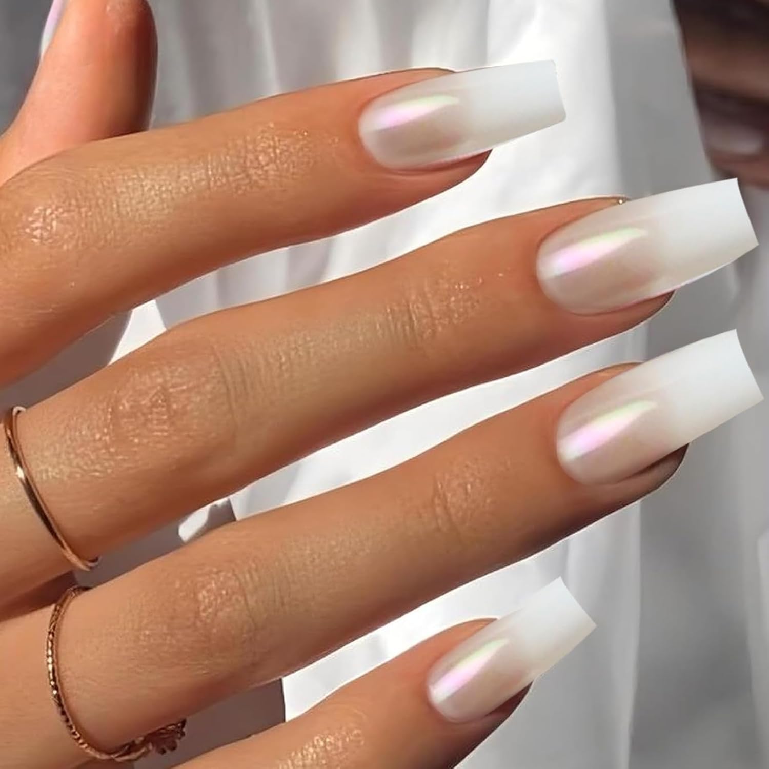 White Acrylic Press-On Nails