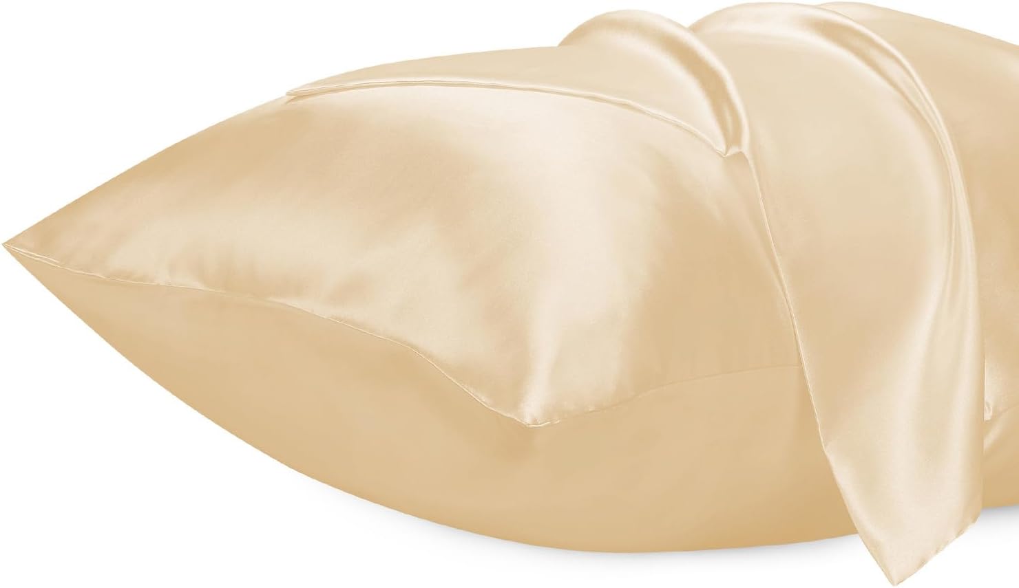 Lirex Satin Pillowcase for Hair and Skin, Super Soft and Cooling Similar to Silk, 2 Pack King Size 20"X 36" Pillow Cases with Envelope Closure, Gifts for Women Men, Champagne