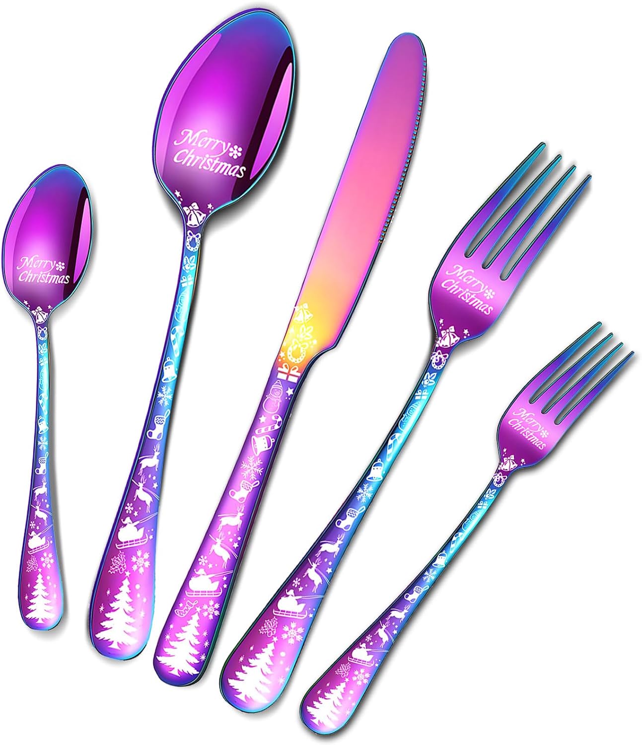 Christmas Rainbow Silverware Sets