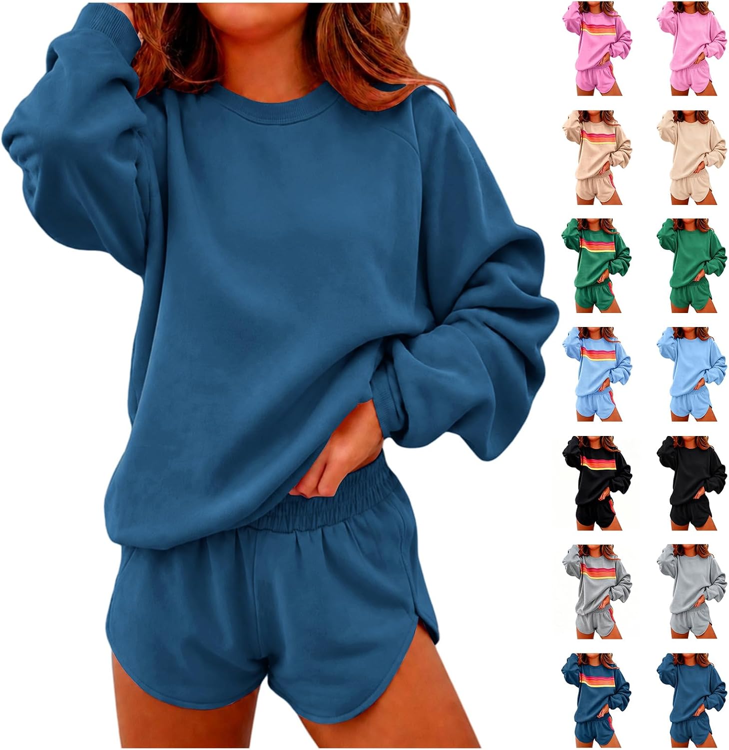 Rainbow Striped Sweatshirt Sets