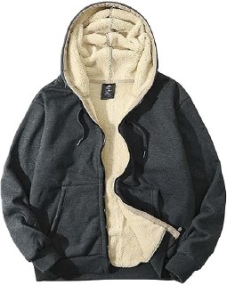 PEHMEA Men's Warm Thicken Fleece Hoodie Sherpa Lined Full-Zip Sweatshirt Jacket