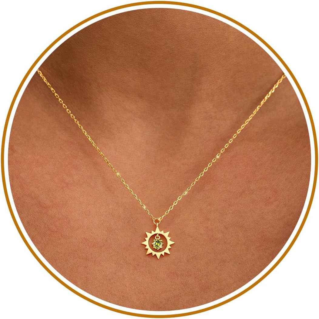 Btysun Mothers Day Gifts for Mom, Birthstone Necklace for Women Dainty Gold Necklace with Birthstone Teen Girl Gifts Trendy Stuff Birthday Gift for Women Girlfriend Graduation Anniversary Jewelry