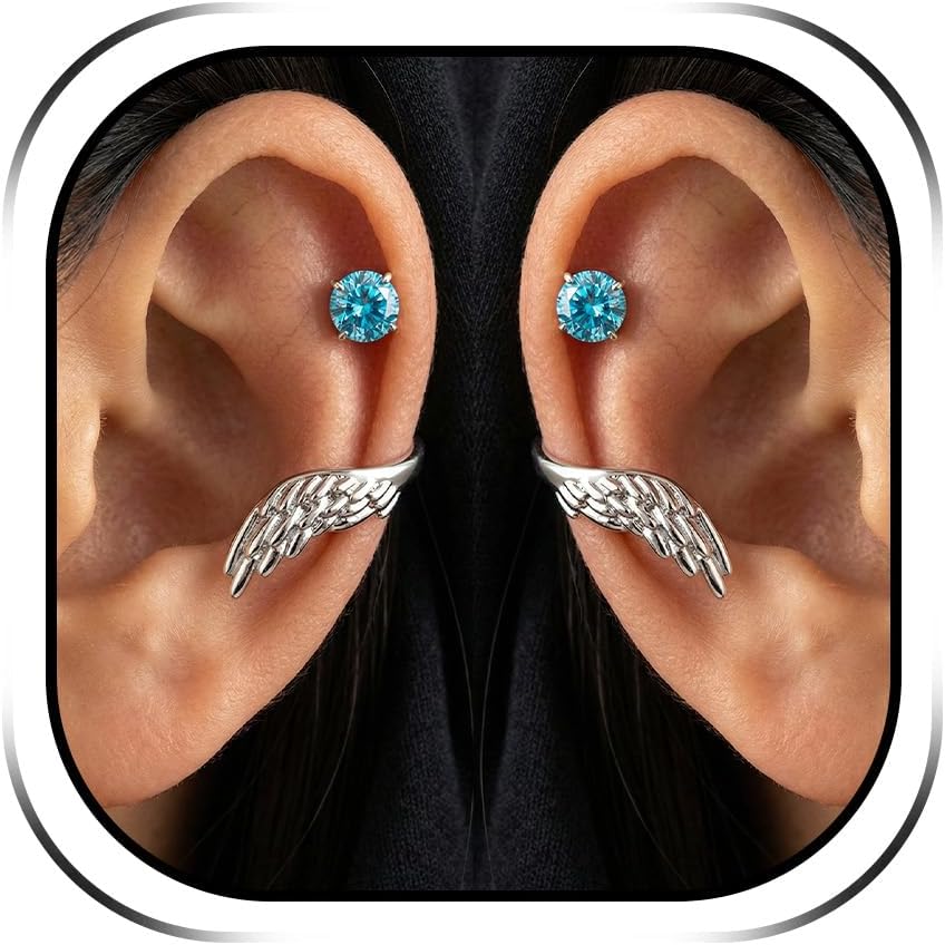 Angel Wing Helix Earrings Flatback Cartilage Piercing Jewelry Unique Angel Wings Stud Earings Helix Cartilage Earrings for Women