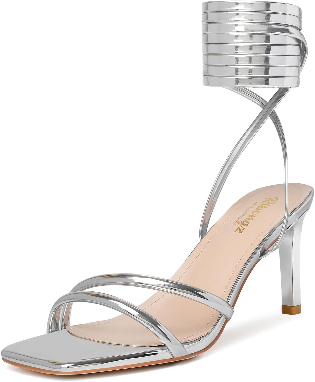 RIBONGZ Silver Strappy Heels