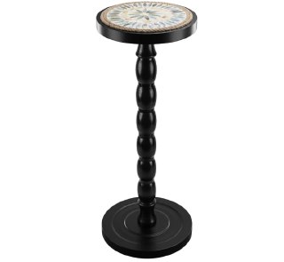 PR!CE DROP ( ) Round Side Table, Small Drink Table for Small Spaces, Rustic Accent Nightstand with Solid Wood Leg for Living Room, Bedroom, Corners, and Office, Handcrafted Finish (Black)