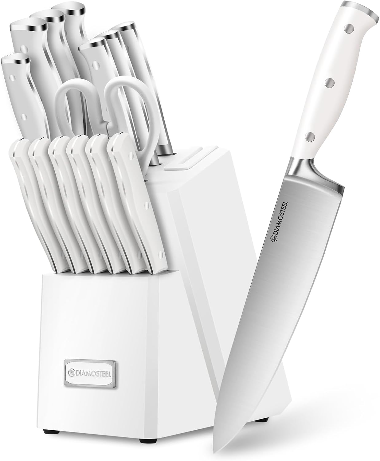 White Knife Sets with Block