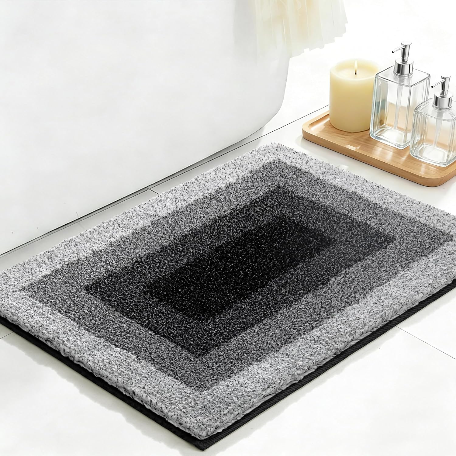 RORA Black Bathroom Rugs