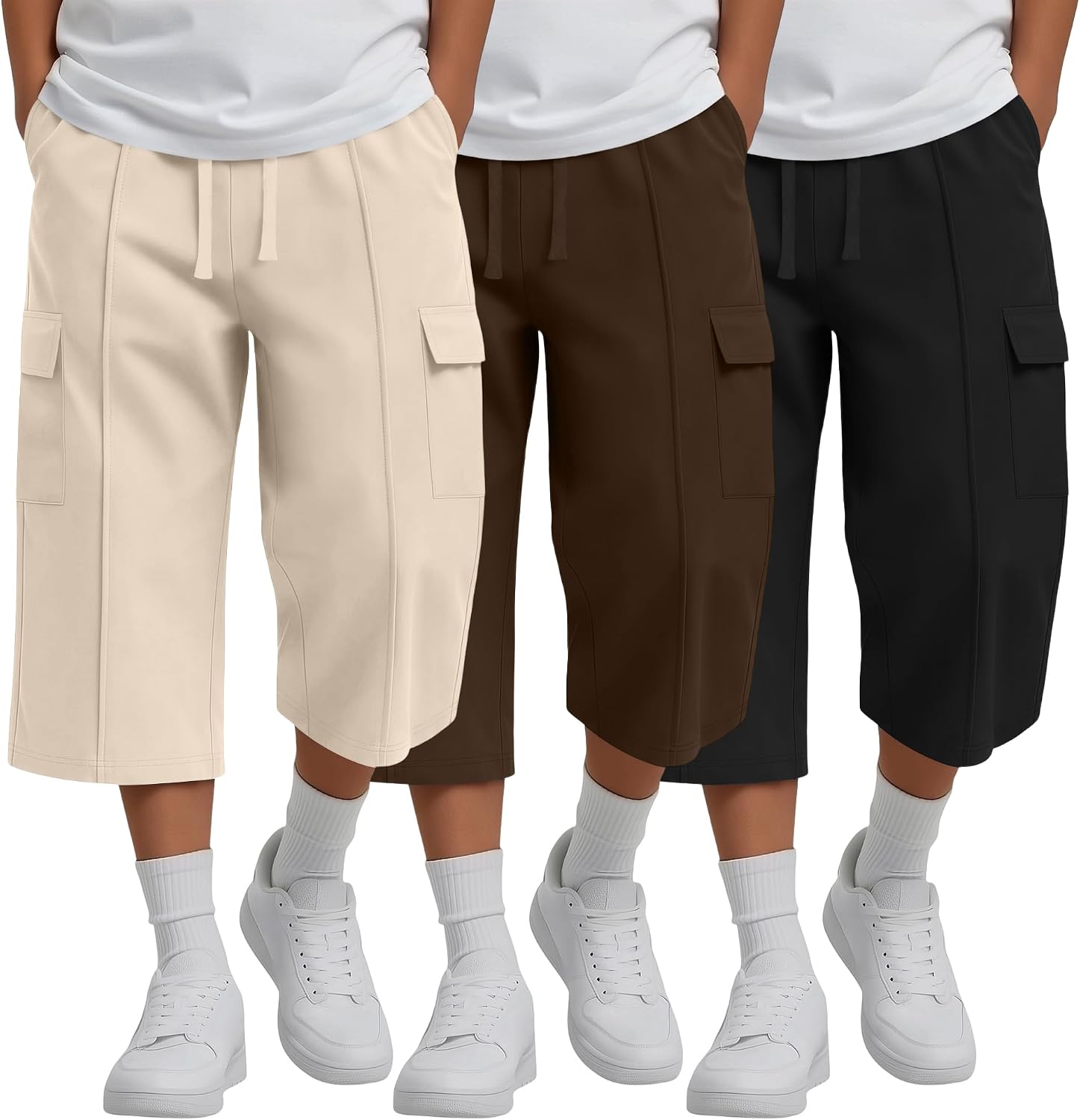3 Pack Boys' Cargo Capri Pants
